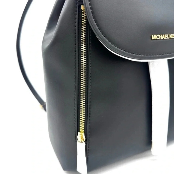 Michael Kors Medium Phoebe Drawstring Backpack Black/Gold - Picture 3 of 10